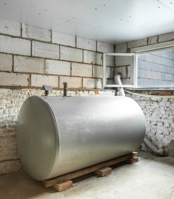 An oil tank in a basement